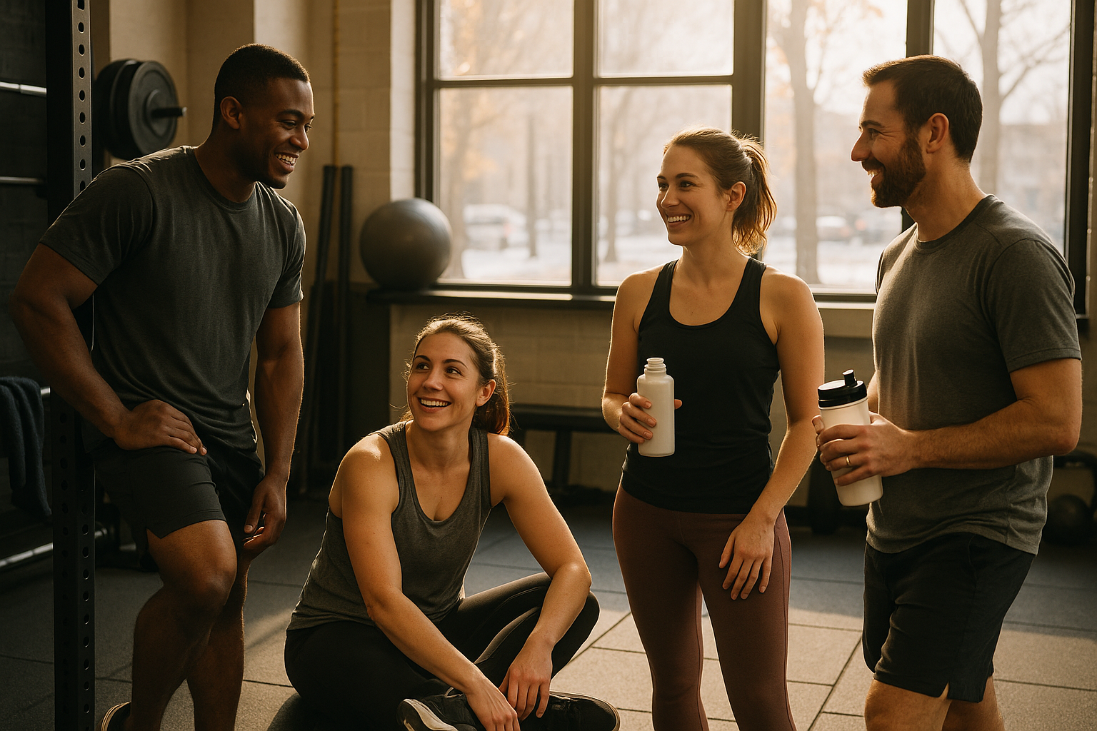 Gym members working out